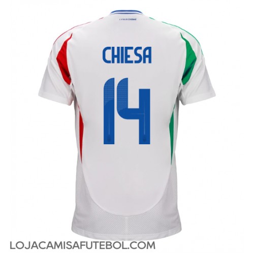 Camisa de Futebol Itália Federico Chiesa #14 Equipamento Secundário Europeu 2024 Manga Curta